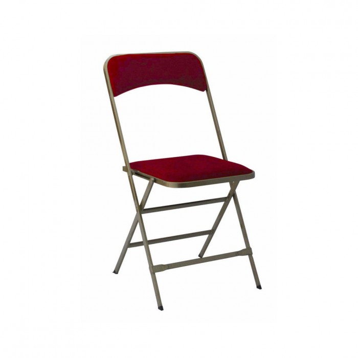 Chaise pliante dorée/velours rouge (M1)