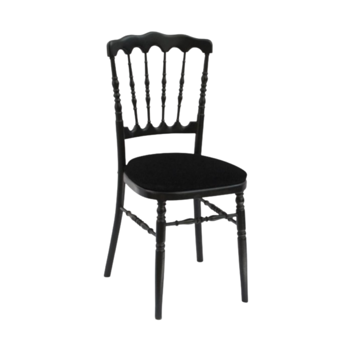 Location chaise Napoléon III noire (assise à choisir en plus)