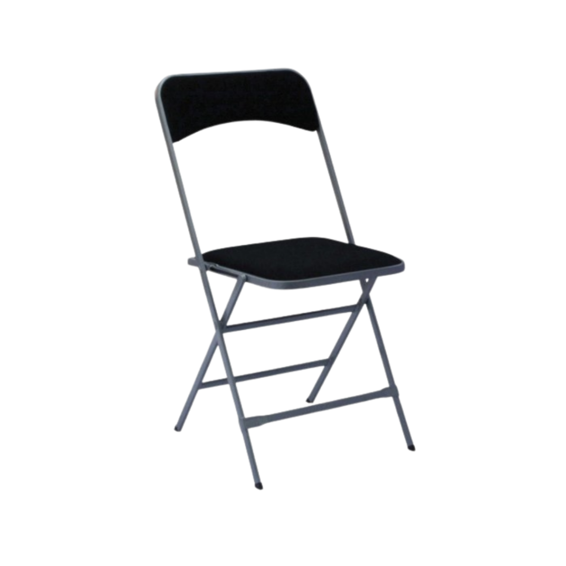 Location chaise pliante gris argent/velours noir