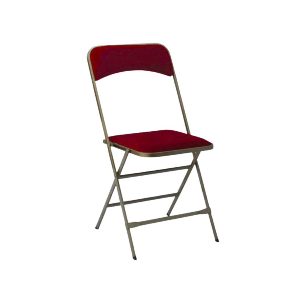 Location chaise pliante dorée/velours rouge