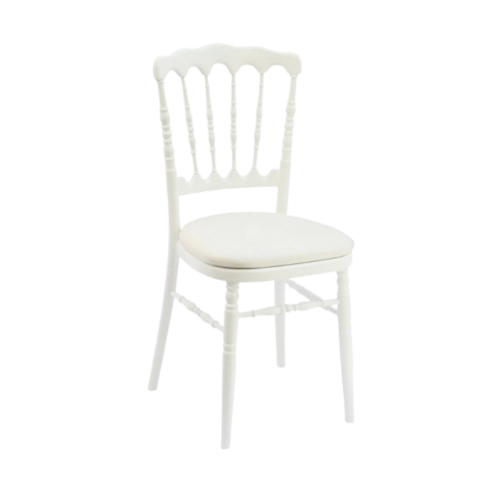 Location chaise Napoléon III blanche (assise à choisir en plus)