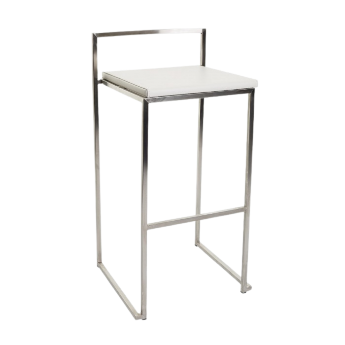 Location assise pour tabouret City, simili cuir blanc