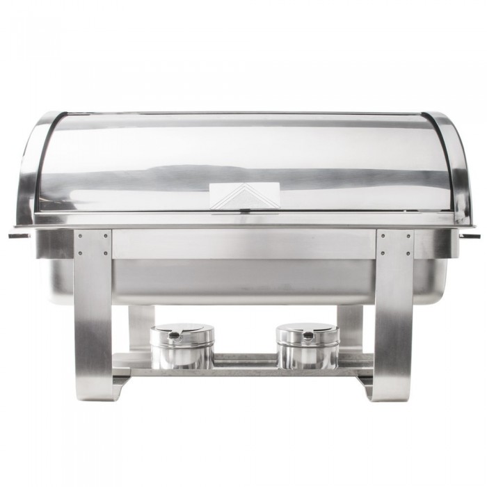 Chafing dish Roll Top inox avec couvercle coulissant (avec 2 gels 200g)